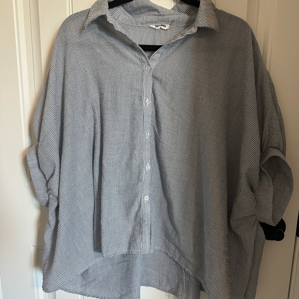 Day + Moon Striped Button-Up Shirt